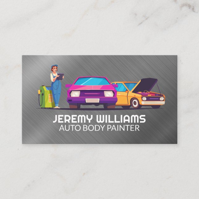 Carte De Visite Illustration Automobiles | Technicien mécanicien (Devant)