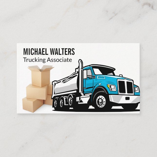 Carte De Visite Illustration Blue Truck | Boîtes (Devant)