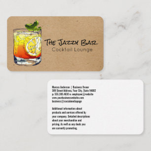 Carte De Visite Illustration Cocktail Drink   Bar salon