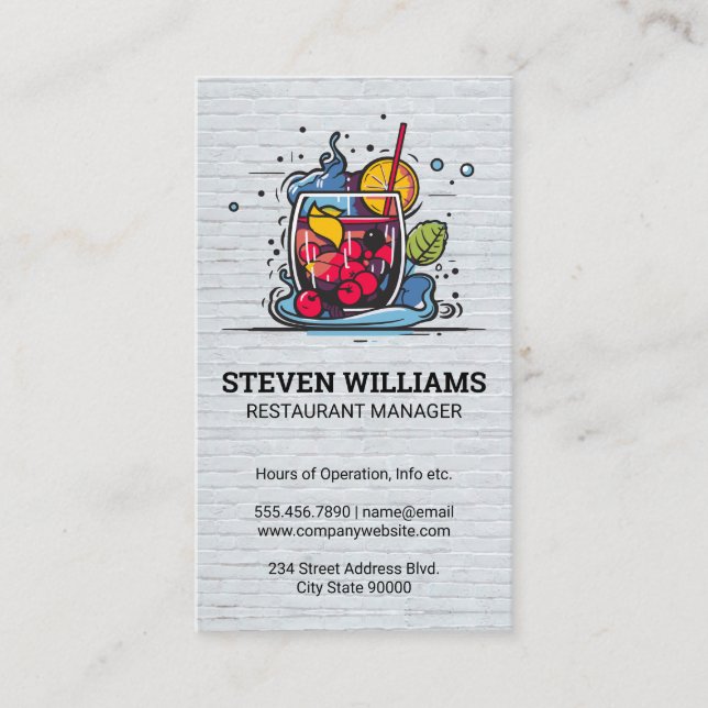 Carte De Visite Illustration Cocktail Drink | Restaurant (Devant)