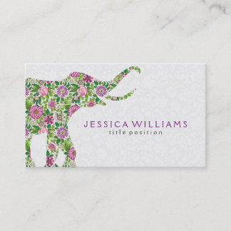 Carte De Visite Illustration colorée de l'éléphant floral