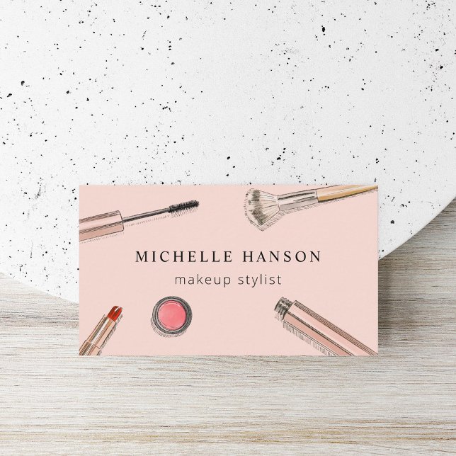 Carte De Visite Illustration Cosmétique maquillage Styliste Blush (Créateur téléchargé)