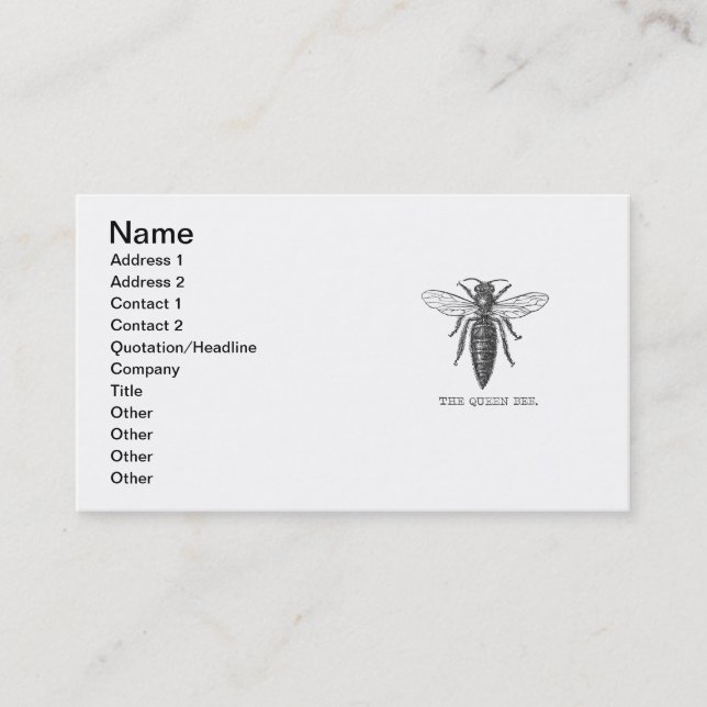 Carte De Visite Illustration d'antiquité de l'insecte de la reine  (Devant)