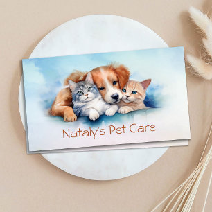 Carte De Visite Illustration de chat et chien mignons