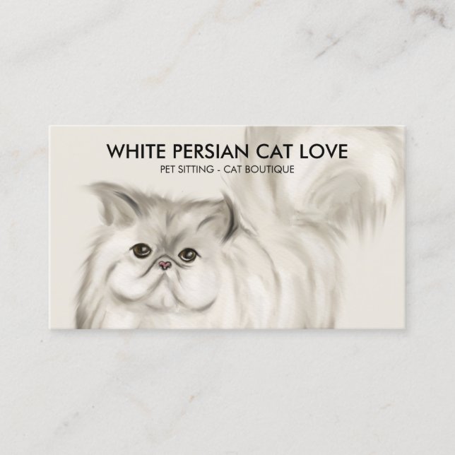 Carte De Visite Illustration de chat perse beige Aquarelle (Devant)