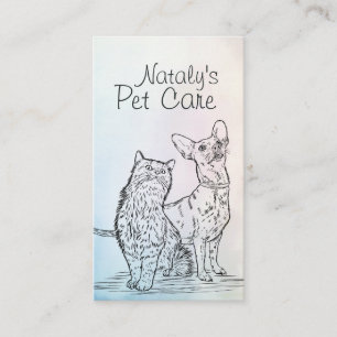 Carte De Visite Illustration de chats et de chiens mignons