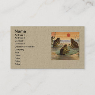 Carte De Visite Illustration de grenouilles Lily Pads Moon