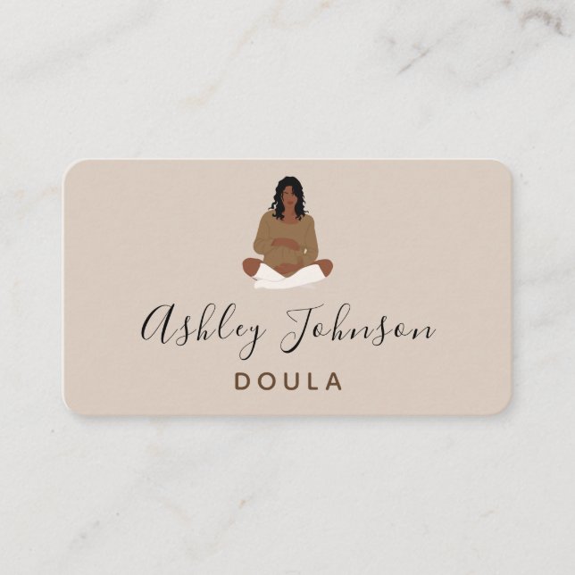 Carte De Visite Illustration de la dame enceinte de Boho Entraîneu (Devant)