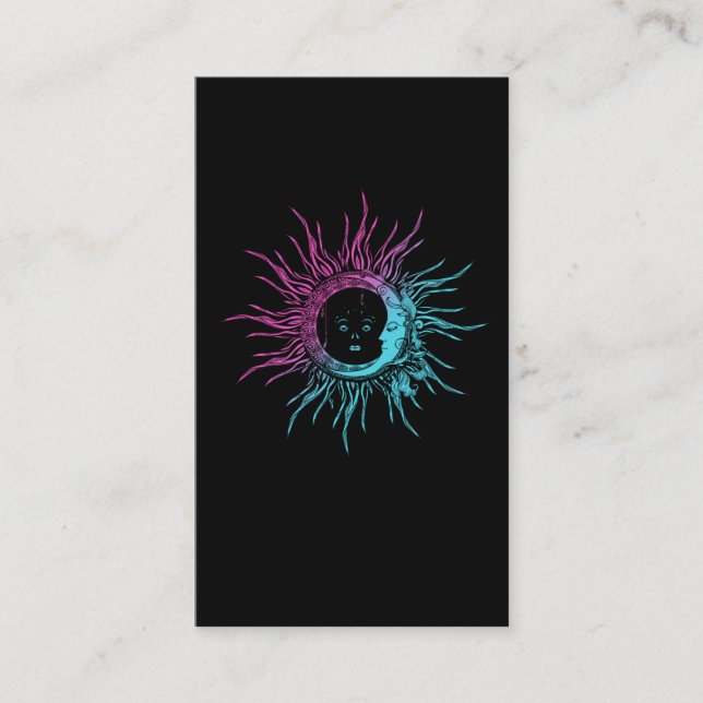 Carte De Visite Illustration de la spiritualité lune et du soleil (Devant)