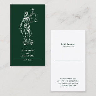 Carte De Visite Illustration de Lady Justice sur Dark Green