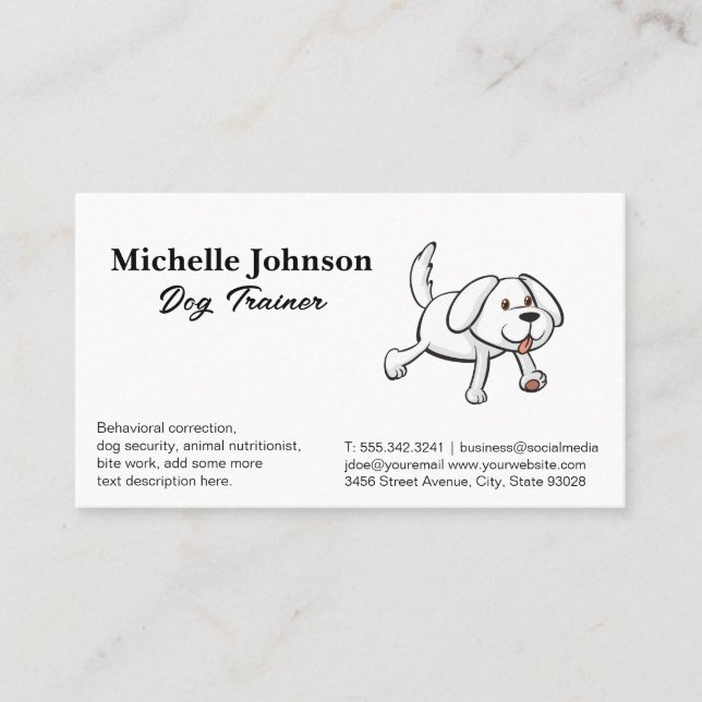 Carte De Visite Illustration de mignon chien | Services de formati (Devant)