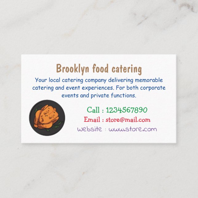 Carte De Visite Illustration de poulet rôti (Devant)