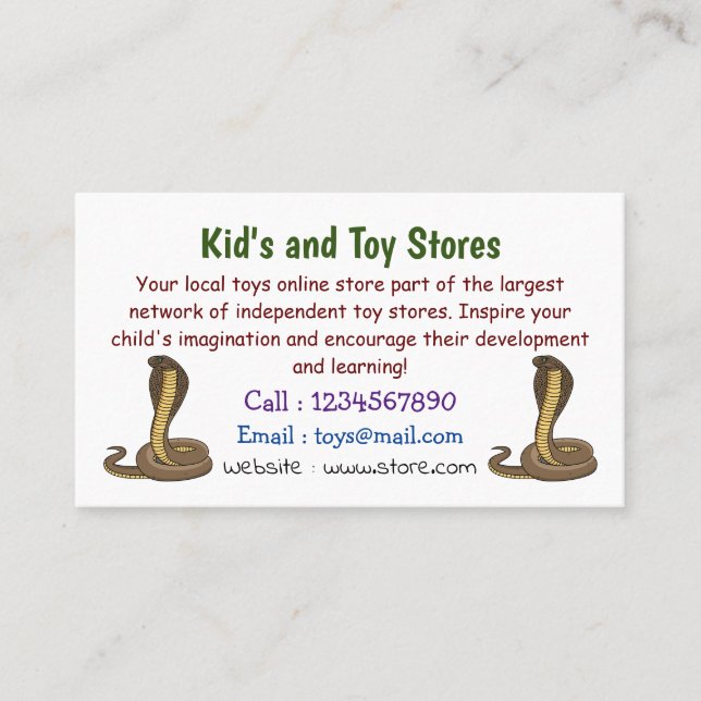 Carte De Visite Illustration de serpent à cobra Brown (Devant)