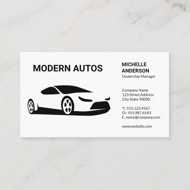 Carte De Visite Illustration de voiture de sport | Services Auto (Devant)