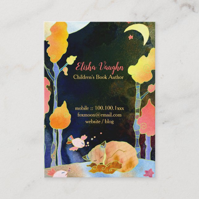 Carte De Visite Illustration Dreaming Woodland Fox (Devant)