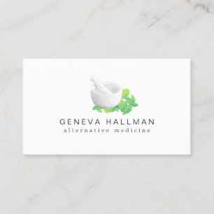 Carte De Visite Illustration du mortier et du pilon Santé naturell