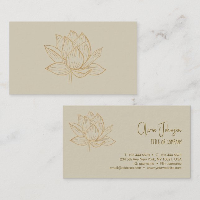Carte De Visite Illustration élégante de Lotus Yoga (Devant / Derrière)