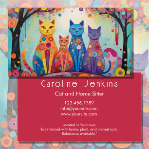 Carte De Visite Illustration fantaisiste de chats colorés