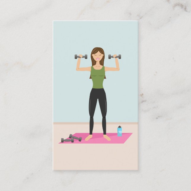 Carte De Visite Illustration Fitness Girl Entraîneur personnel (Devant)