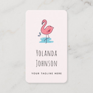 Carte De Visite Illustration Flamant rose rose Ajouter Logo & Médi
