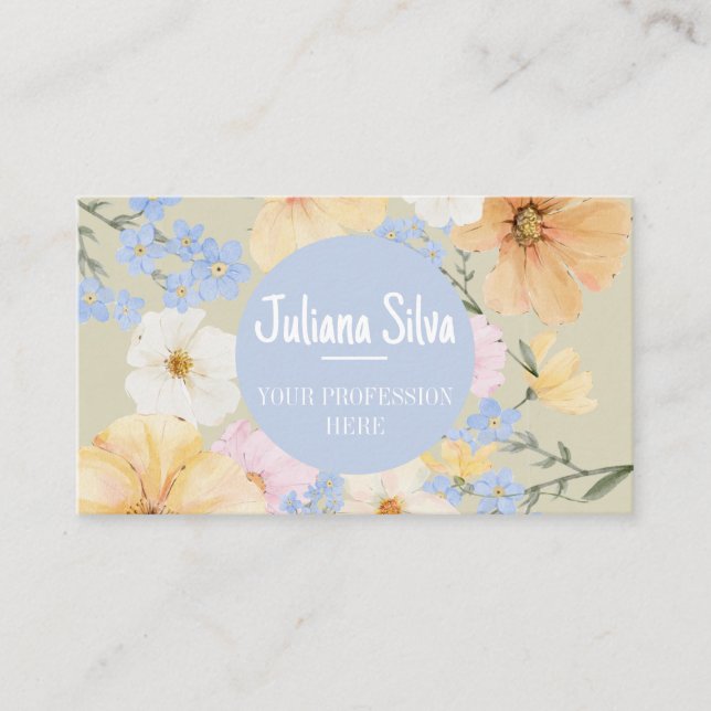 Carte De Visite Illustration florale aquarelle (Devant)