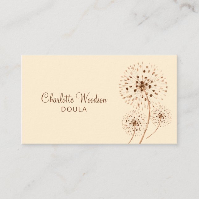 Carte De Visite Illustration florale délicate Doula naissance sage (Devant)