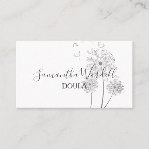 Carte De Visite Illustration florale délicate Doula naissance sage