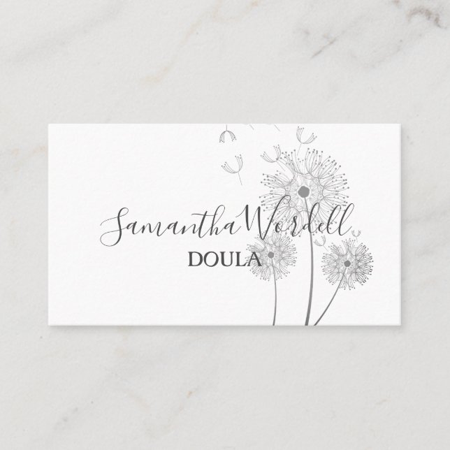 Carte De Visite Illustration florale délicate Doula naissance sage (Devant)
