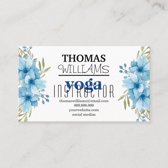 Carte De Visite Illustration florale professeur de yoga Mandala He (Devant)