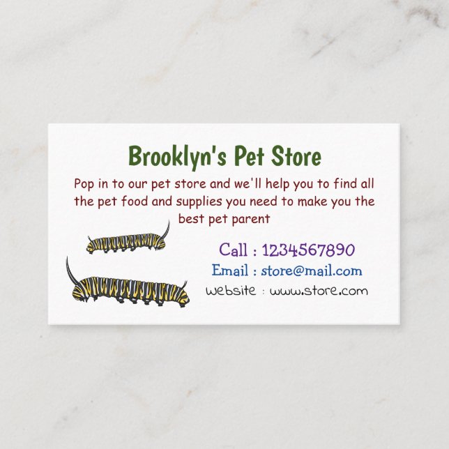 Carte De Visite Illustration Monarch caterpillar (Devant)