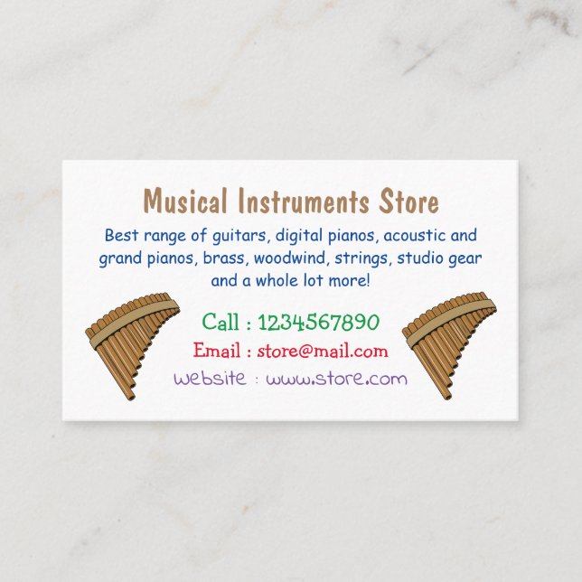 Carte De Visite Illustration Pan flûte / panpipes (Devant)
