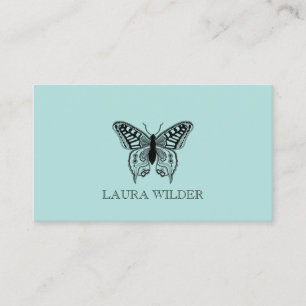 Carte De Visite Illustration Personnalisée Du Papillon Sur Le Vert