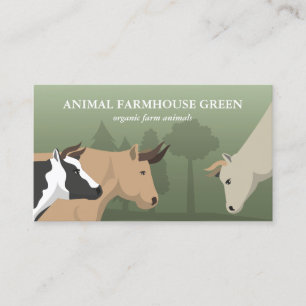 Carte De Visite Illustration plate de vaches paissant dans un pâtu