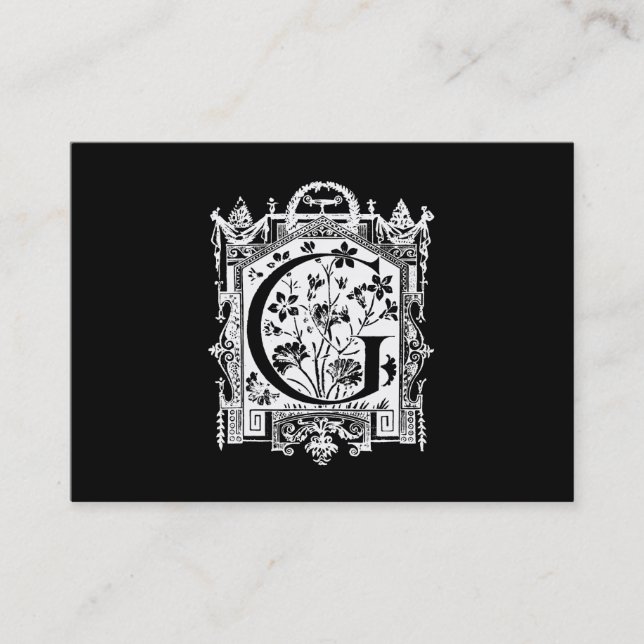 Carte De Visite Illustration vintage de monogramme de la lettre G (Devant)