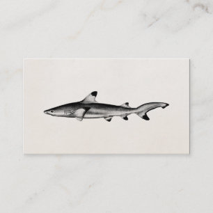 Carte De Visite Illustration vintage de requin de récif - noir
