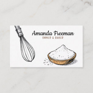Carte De Visite Illustration Whisk and Flour Bowl Bakery