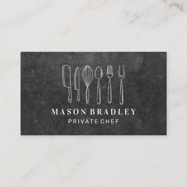 Carte De Visite Illustrations de cuisine | Arrière - plan d'ardois (Devant)