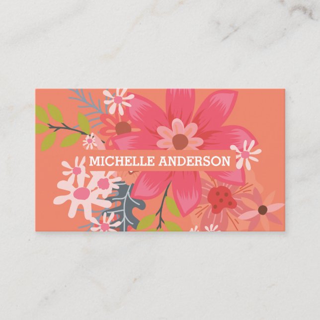 Carte De Visite Illustrations de fleurs (Devant)