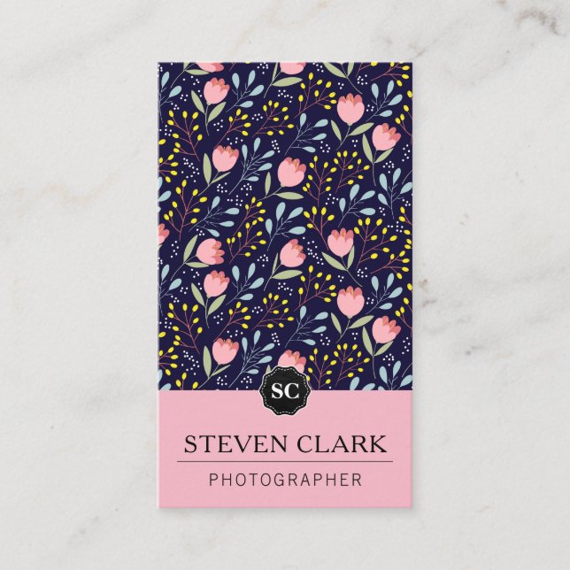 Carte De Visite Illustrations de fleurs naturelles / Monogramme (r (Devant)