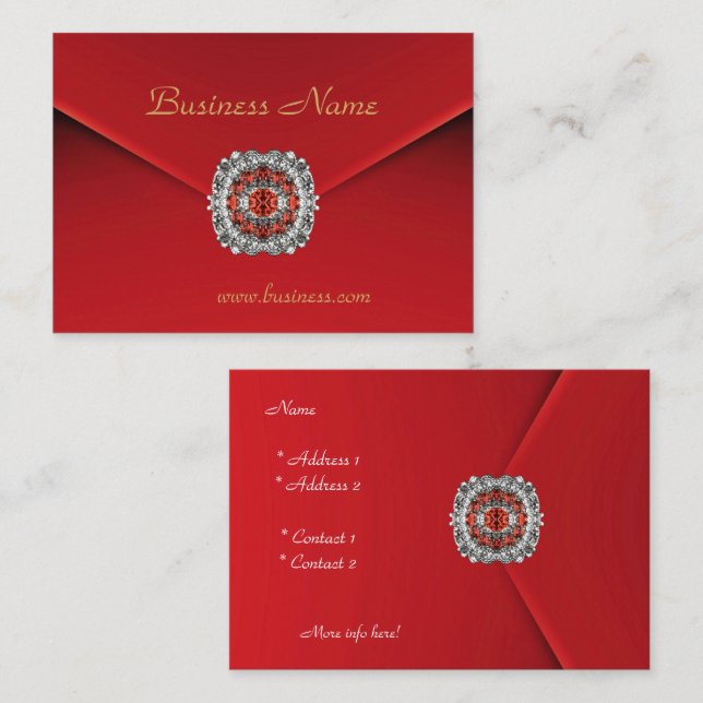 Carte De Visite Images diamant en Velours rouge d'affaires (Devant / Derrière)