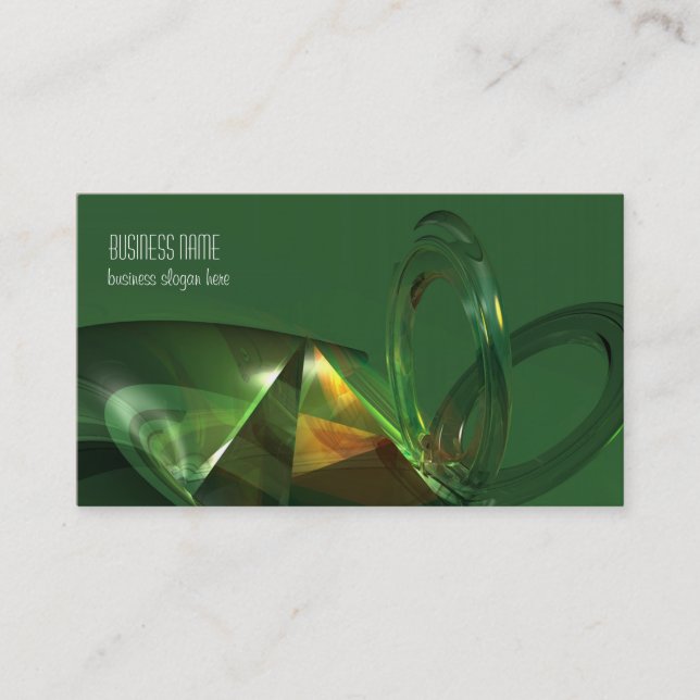 Carte De Visite Imaginaire élégant de l'abrégé sur 3D vert (Devant)