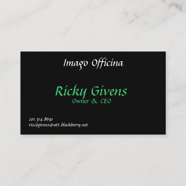 Carte De Visite Imago Officina, Ricky Givens, propriétaire et (Devant)