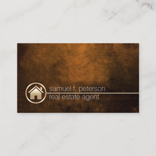 Carte De Visite Immobilier Agent Gold House Icône Investissement (Devant)