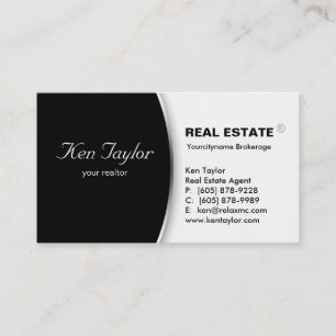 Carte de visite immobilier Argent noir rond 2