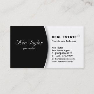Carte de visite immobilier Argent noir rond 2