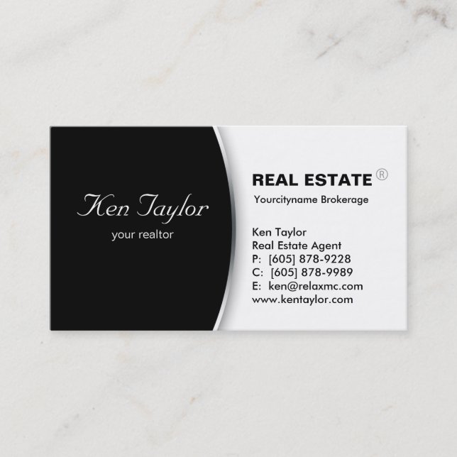 Carte de visite immobilier Argent noir rond 2 (Devant)