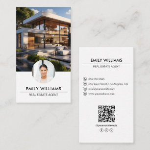 Carte De Visite Immobilier Blanc Photo QR Code Médias sociaux