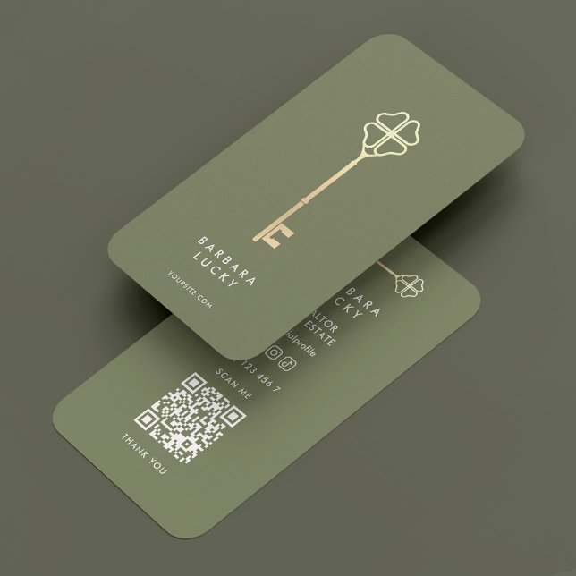 Carte De Visite Immobilier clé du concessionnaire hypothécaire Sag (Mortgage Realtor Key Real Estate Minimal Sage Business Card
)