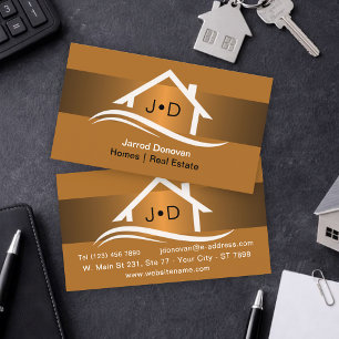 Carte De Visite Immobilier Luxe Ambre Or Élégant Professionnel