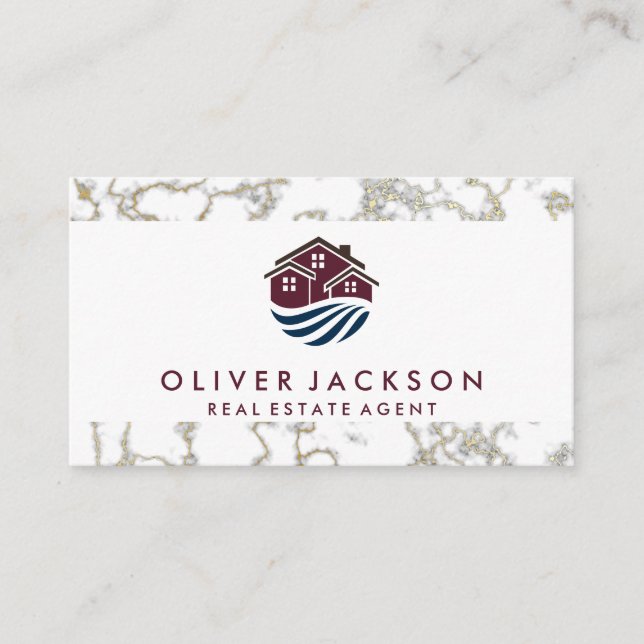 Carte De Visite Immobilier | Marbre or (Devant)